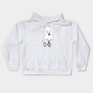 Cat on a Bicycle - Black & White Kids Hoodie